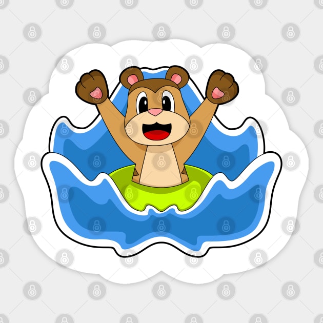 Meerkat Swimming Lifebuoy Sticker by Markus Schnabel